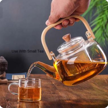 1000ml Glass Tea Kettle with Glass Filter & Wooden Handle - Techmanistan in Pakistan