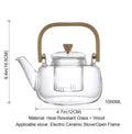 1000ml Glass Tea Kettle with Glass Filter & Wooden Handle - Techmanistan in Pakistan