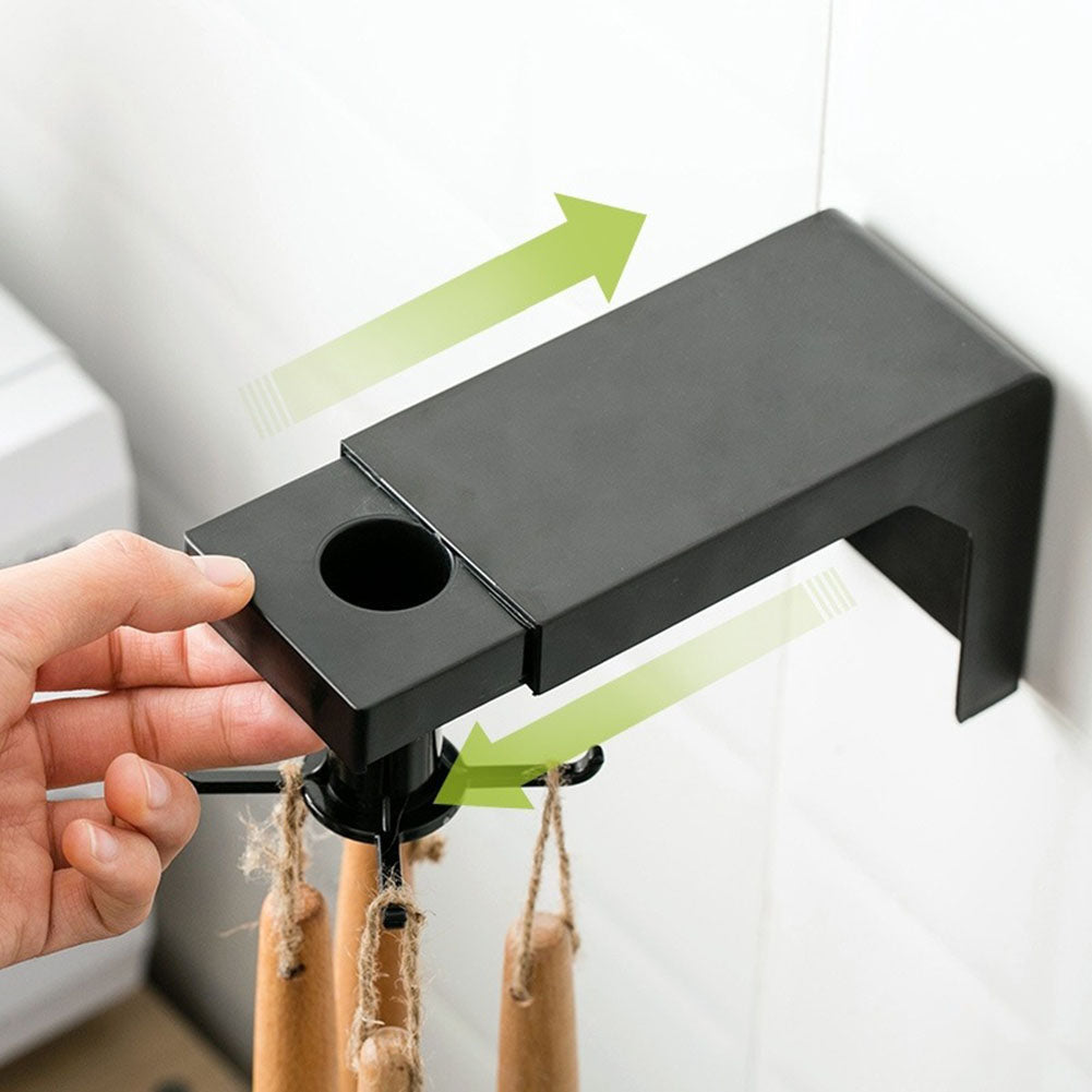 Wall Mounted Self Adhesive Kitchen 360? Rotating 6 Hooks Storage Rack Cooking Utensils Holder For Kitchen Hanging Cabinet Kitchen Tool Towel Spoon Pan Pots Organizer, Cooking Utensils Kitchenware Collecting Hanger My Store