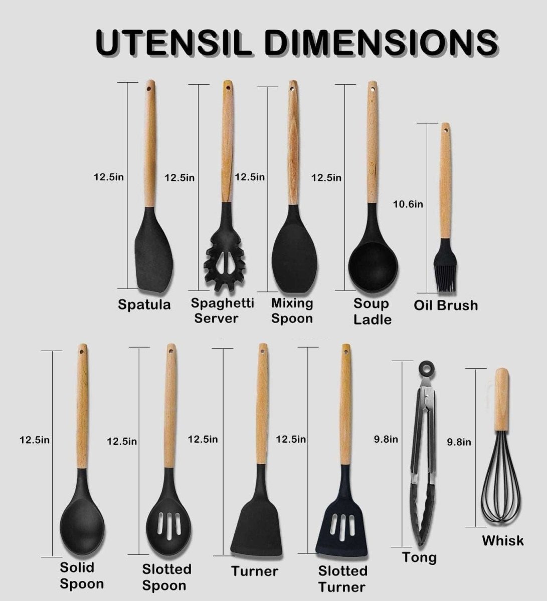 11 Pieces Silicone Cooking Spoons With Bucket - Techmanistan in Pakistan