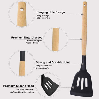 11 Pieces Silicone Cooking Spoons With Bucket - Techmanistan in Pakistan