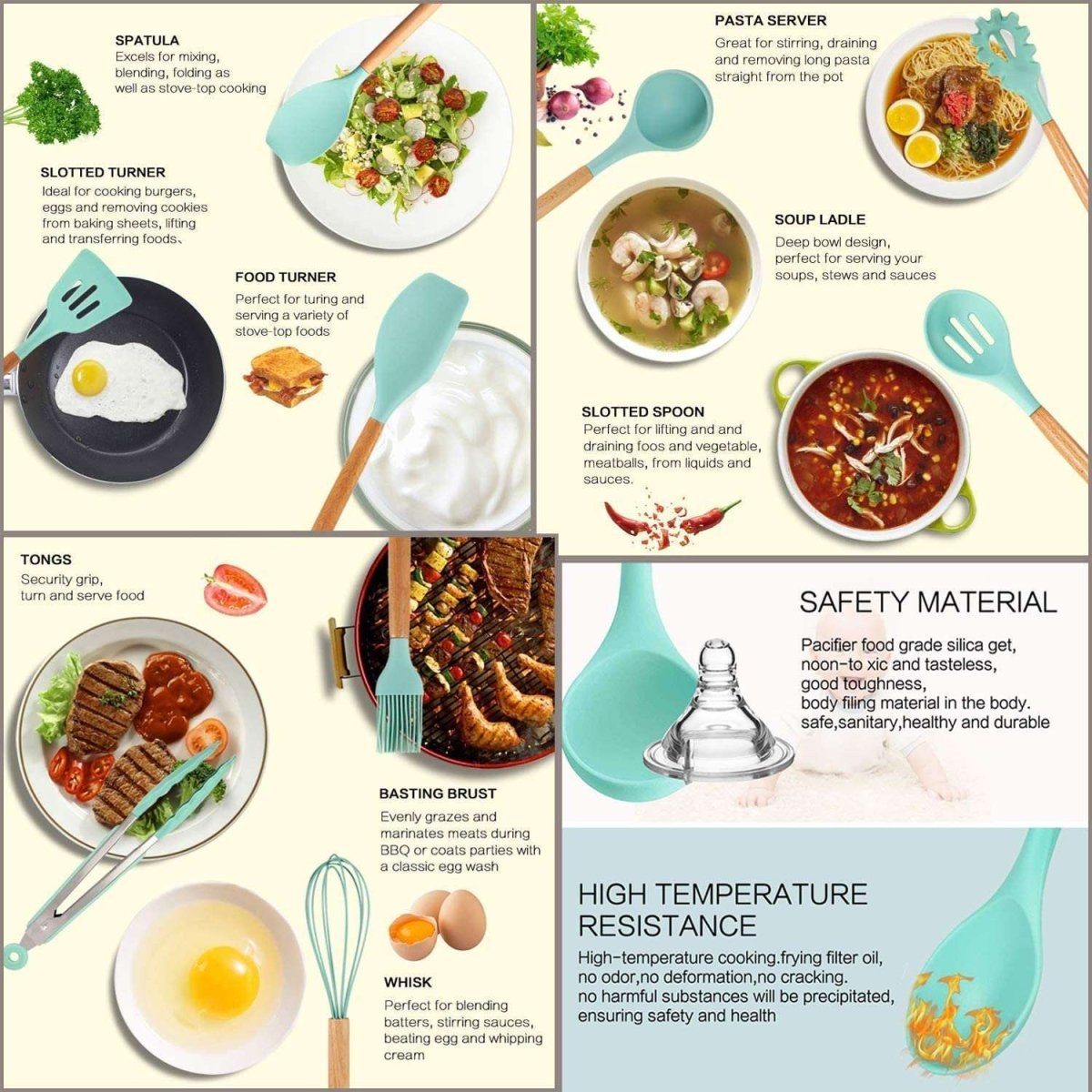 12 Pcs Silicone Non - Stick Cooking Tool Set - Techmanistan in Pakistan