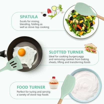 12 Pcs Silicone Non - Stick Cooking Tool Set - Techmanistan in Pakistan