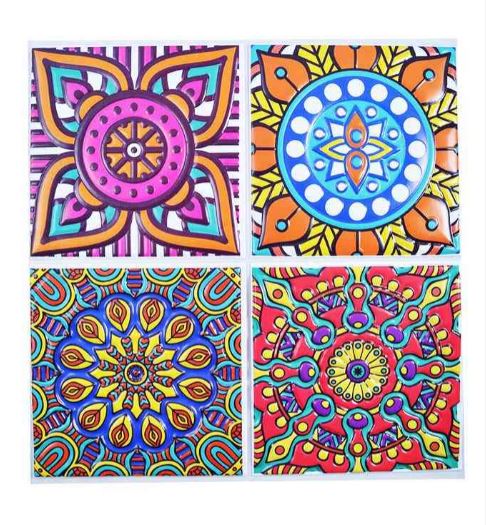 Pack of 4 - 3D Embossed Assorted Truck Art Themed Tiles Sticker (Each Sticker Size: 6x6 Inches) My Store