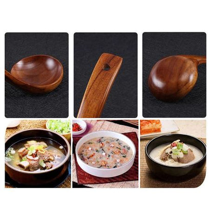 Long Handle Big Soup Spoon, Large Round Long Handle Non-stick Hot pot spoon Acacia Wooden Natural Porridge Soup Ladle Acacia Wood Spoon Ladle Scoop Rice Soup Spoon My Store