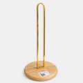 Premium Paper Towel Holder with Wooden Base | Gold & Black