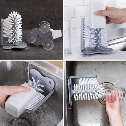 Wall Lazy Glass Washer Double Sided Bristle Brush Bottle Cleaning With Suction Cups - 17.5 x 14 cm My Store