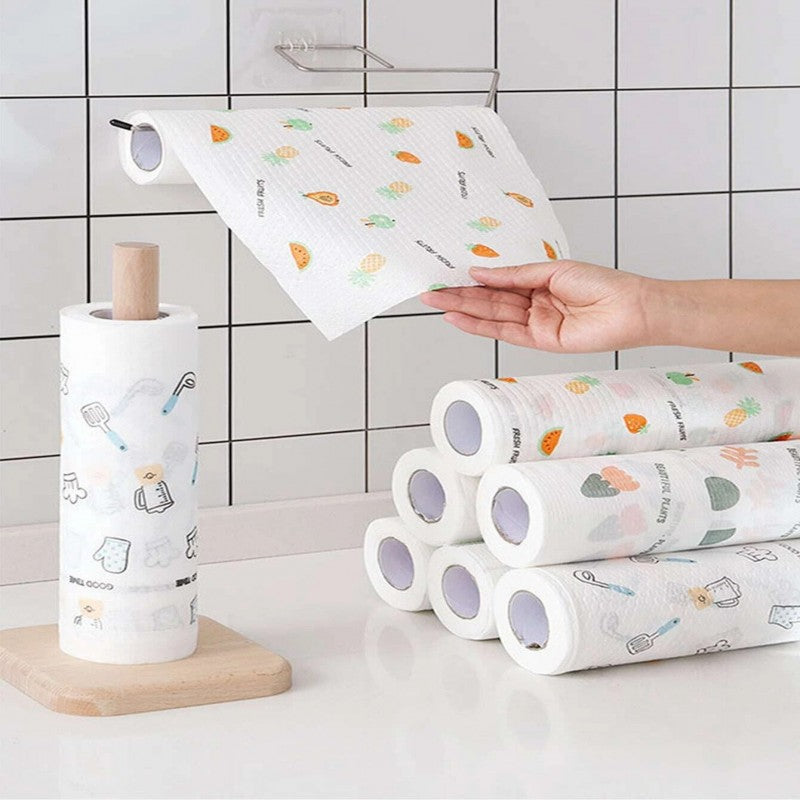 Reusable Kitchen Wipes Cleaning Cloths, 50 Wipes per Roll