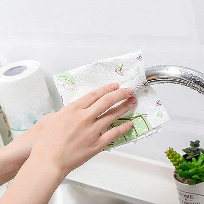 Reusable Kitchen Wipes Cleaning Cloths, 50 Wipes per Roll