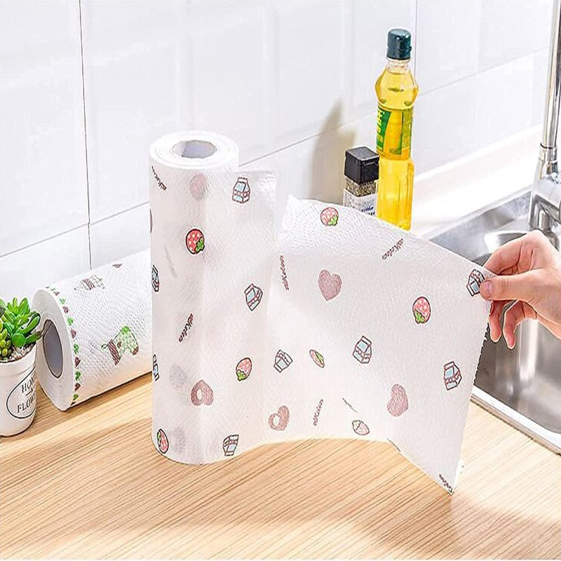 Reusable Kitchen Wipes Cleaning Cloths, 50 Wipes per Roll