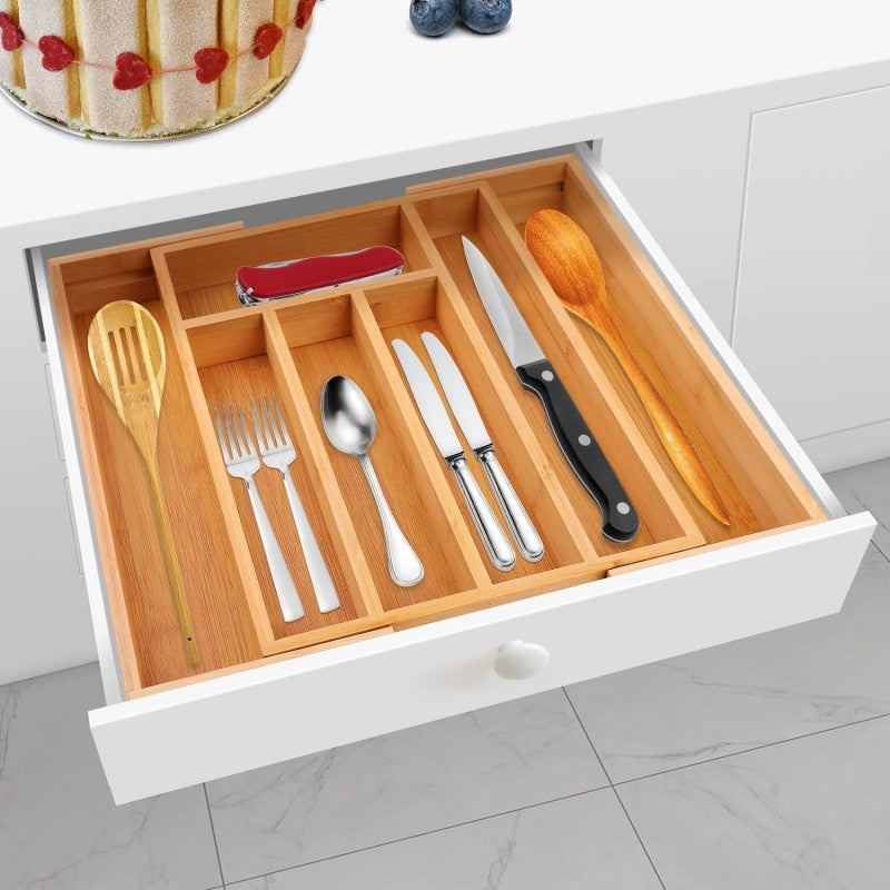 Expandable Bamboo Cutlery Drawer Organizer