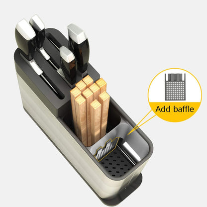 3 Compartments Knife and Cutlery Organizer with Draining Bottom Tray