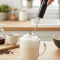 Portable Milk Frother with 2 Stainless Steel Heads and 3 Speeds