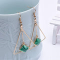 Zinc Alloy Green Hanging Stone Earrings--Techmanistan-My Store