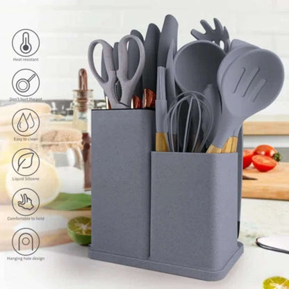19 Pieces Silicone Kitchen Spoons with Knives Set - Techmanistan in Pakistan