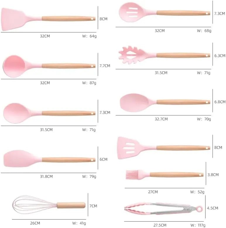 19 Pieces Silicone Kitchen Spoons with Knives Set - Techmanistan in Pakistan