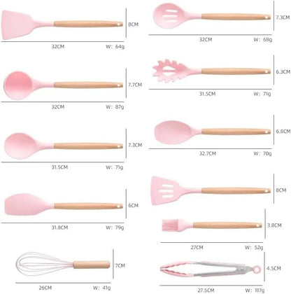 19 Pieces Silicone Kitchen Spoons with Knives Set - Techmanistan in Pakistan