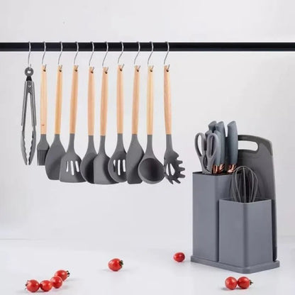 19 Pieces Silicone Kitchen Spoons with Knives Set - Techmanistan in Pakistan