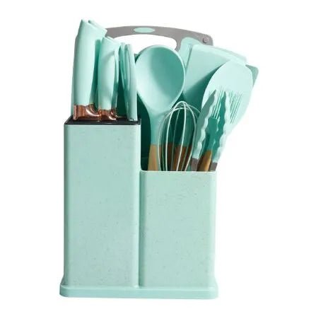 19 Pieces Silicone Kitchen Spoons with Knives Set - Techmanistan in Pakistan