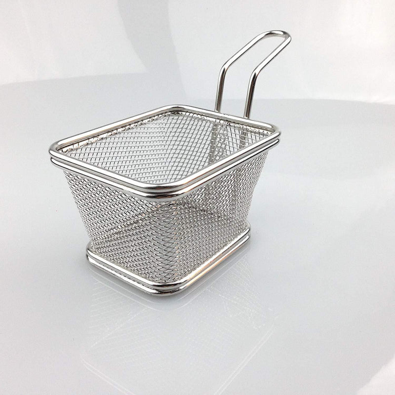 Stainless Steel Mini Square Fry Basket French Fries Holder, Fried Food Table Serving--Techmanistan-My Store