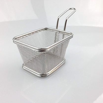 Stainless Steel Mini Square Fry Basket French Fries Holder, Fried Food Table Serving - Techmanistan
