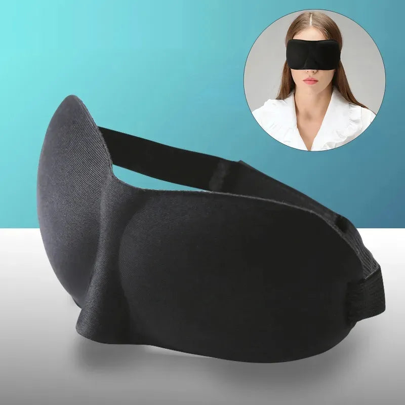 3D Soft Padded Blindfold Eye Sleep Mask displayed on a white background, highlighting its ergonomic design and soft material.