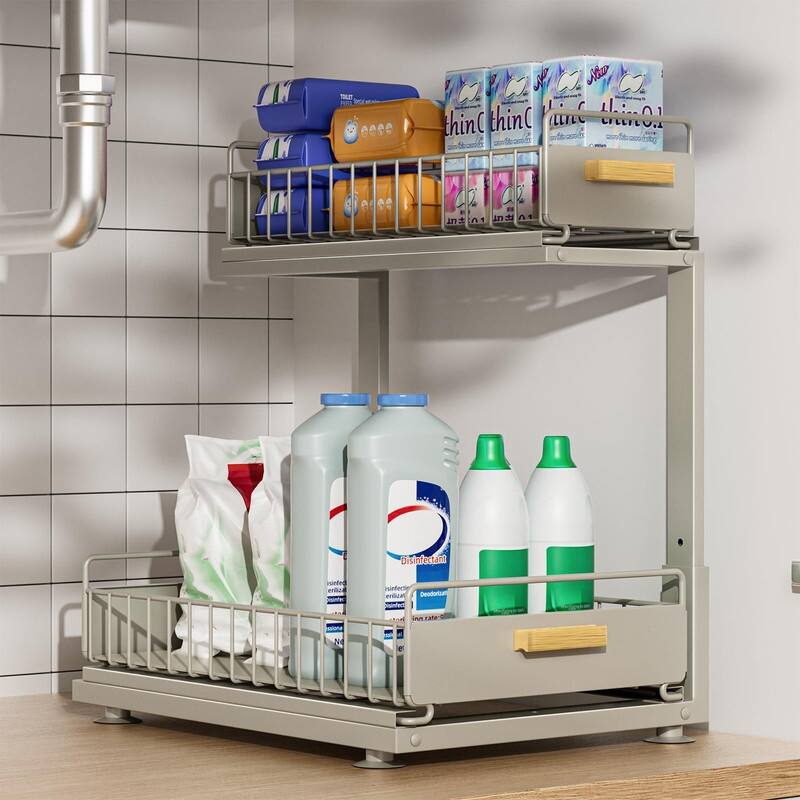 2-Tier Pull-Out Under Sink Organizer with Adjustable Height