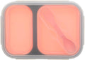 2 Compartments Foldable Silicon Bento Box With Fork - Techmanistan in Pakistan