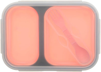 2 Compartments Foldable Silicon Bento Box With Fork - Techmanistan in Pakistan