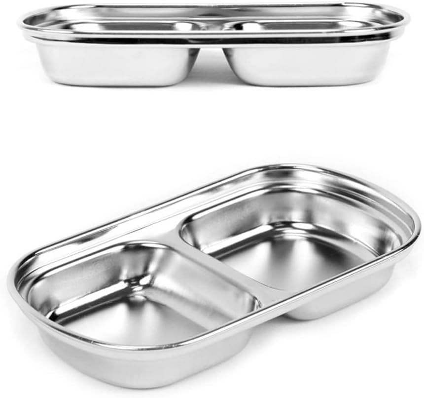2 Compartments Stainless Steel Rectangular Thali Plate - Techmanistan in Pakistan