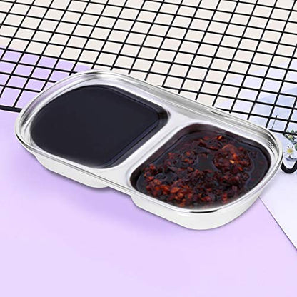 2 Compartments Stainless Steel Rectangular Thali Plate - Techmanistan in Pakistan