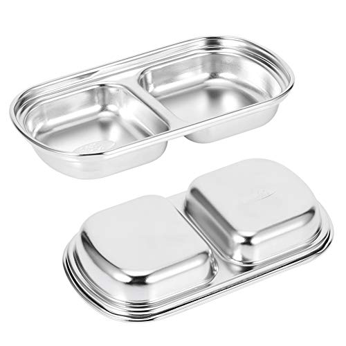 2 Compartments Stainless Steel Rectangular Thali Plate - Techmanistan in Pakistan