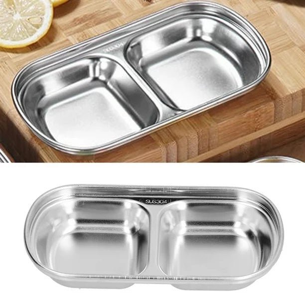 2 Compartments Stainless Steel Rectangular Thali Plate - Techmanistan in Pakistan