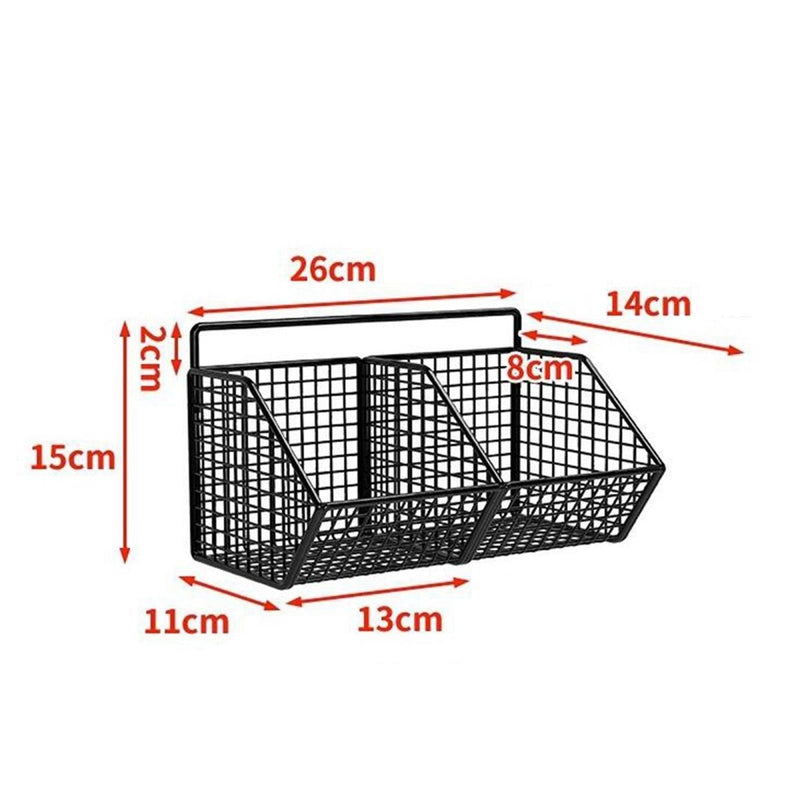 2 Grids Wall Mounted Metal Wire Storage Basket - Techmanistan in Pakistan