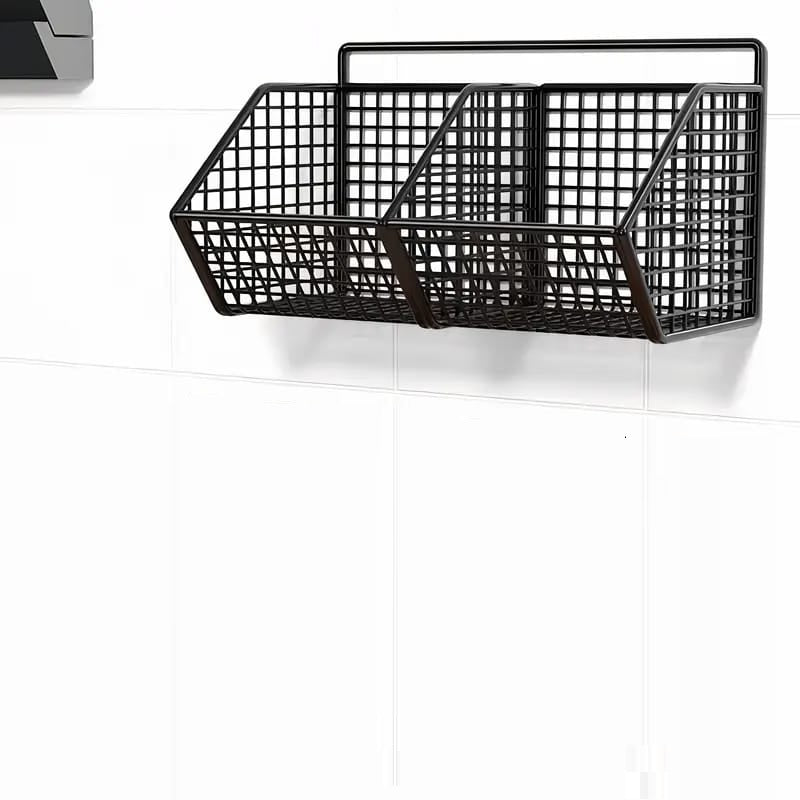2 Grids Wall Mounted Metal Wire Storage Basket - Techmanistan in Pakistan