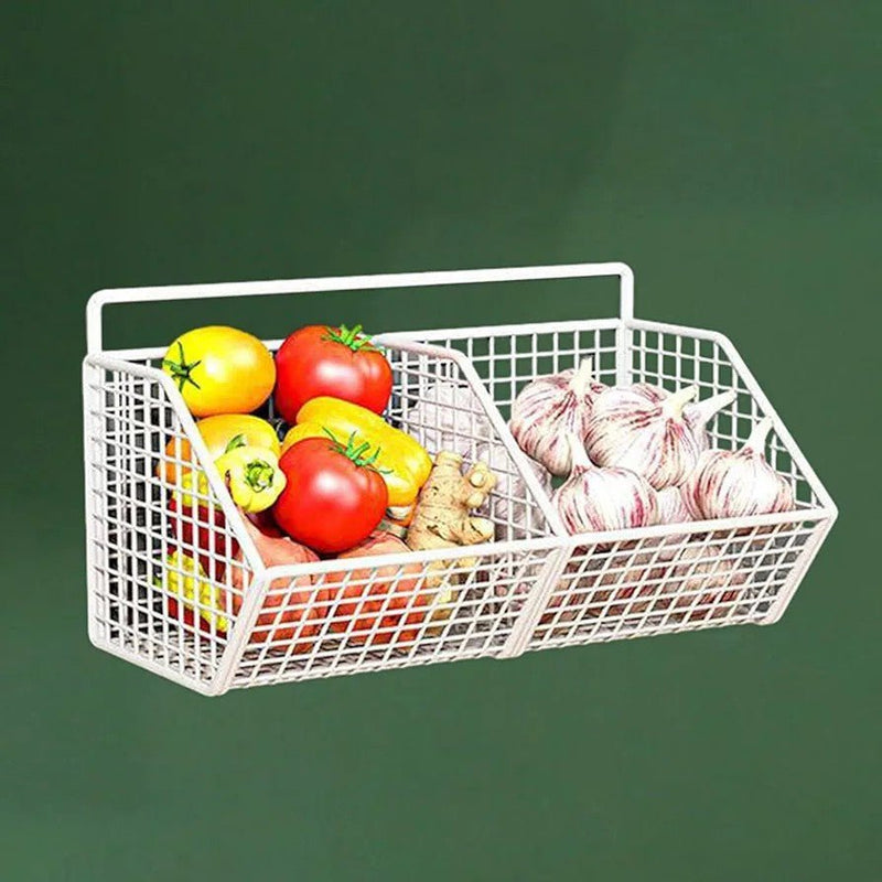 2 Grids Wall Mounted Metal Wire Storage Basket - Techmanistan in Pakistan