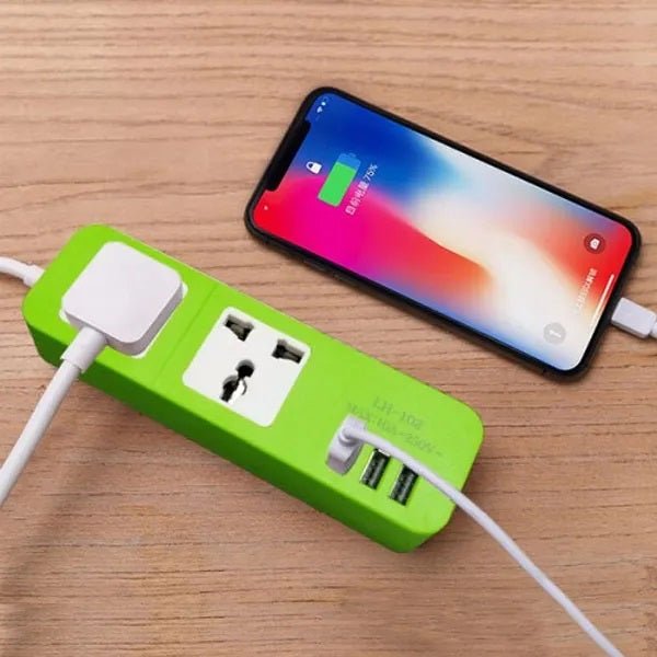 2 Three - Pin Sockets + 3 USB Ports Charging Extension - Techmanistan in Pakistan