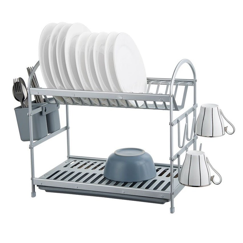 2 Tier Aluminum Dish Drying Rack - Techmanistan