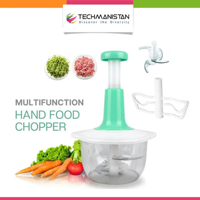 2000ml Multifunctional Hand Press Chopper with 4 Blades - Techmanistan in Pakistan