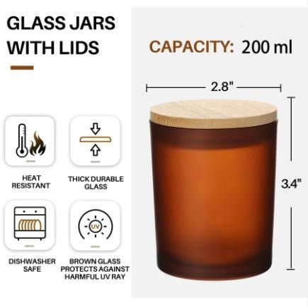 200ml Multi - purpose Durable Airtight Premium Glass Candle Storage Jars with Wooden Lid - Techmanistan in Pakistan