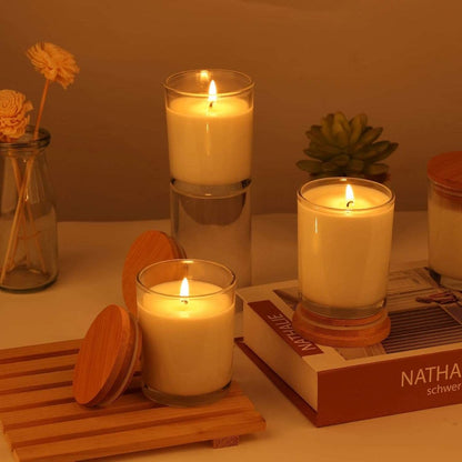 200ml Multi - purpose Durable Airtight Premium Glass Candle Storage Jars with Wooden Lid - Techmanistan in Pakistan