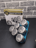 Techmanistan Magnetic Spice Tins with Rack Triangular Storage Jar with Holder