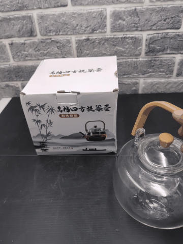 Glass Tea Kettle with Glass Filter & Wooden Handle