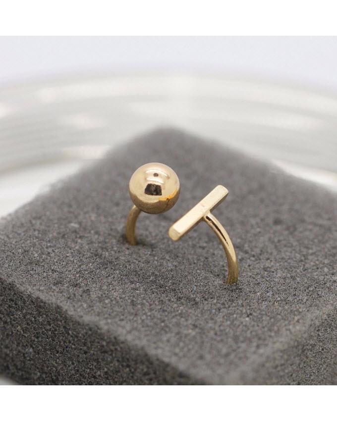 Gold Bar with Ball Ring--Techmanistan-My Store