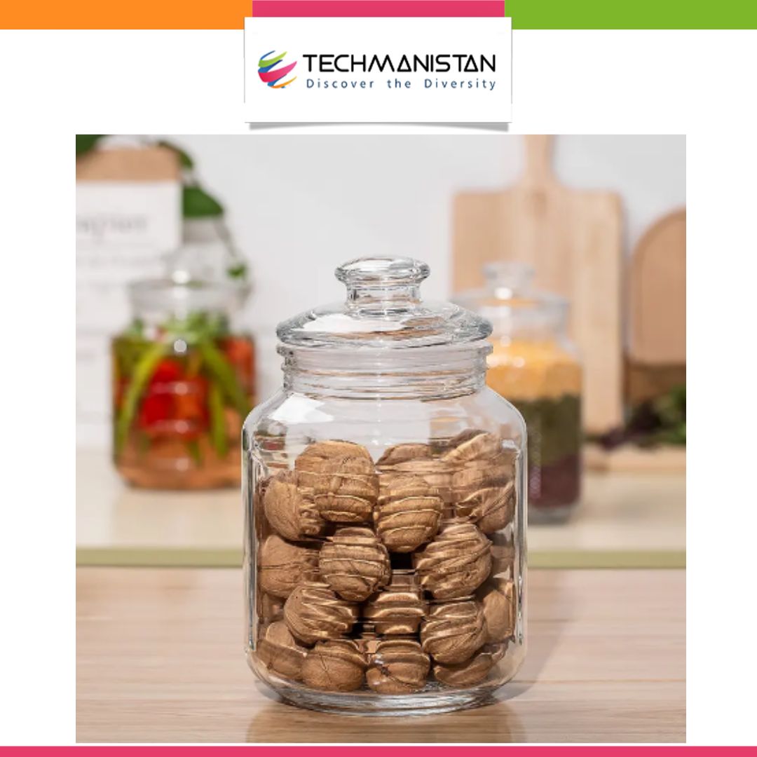 2.2Liter Clear Round Glass Jar with Lid - Techmanistan in Pakistan