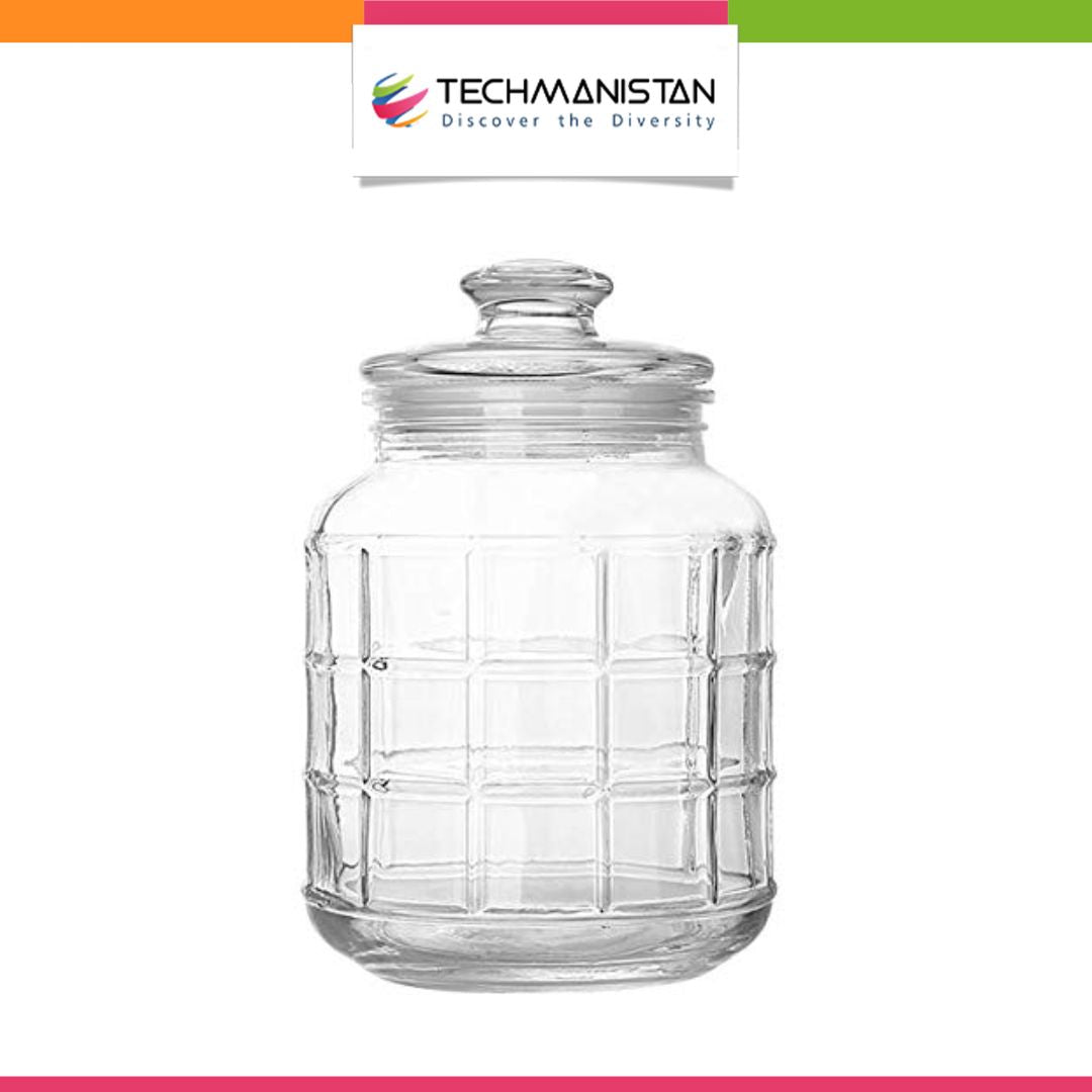 2.2Liter Clear Round Glass Jar with Lid - Techmanistan in Pakistan