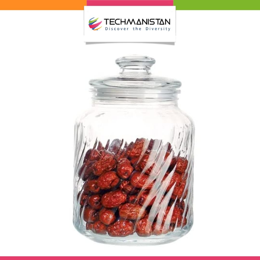 2.2Liter Clear Round Glass Jar with Lid - Techmanistan in Pakistan