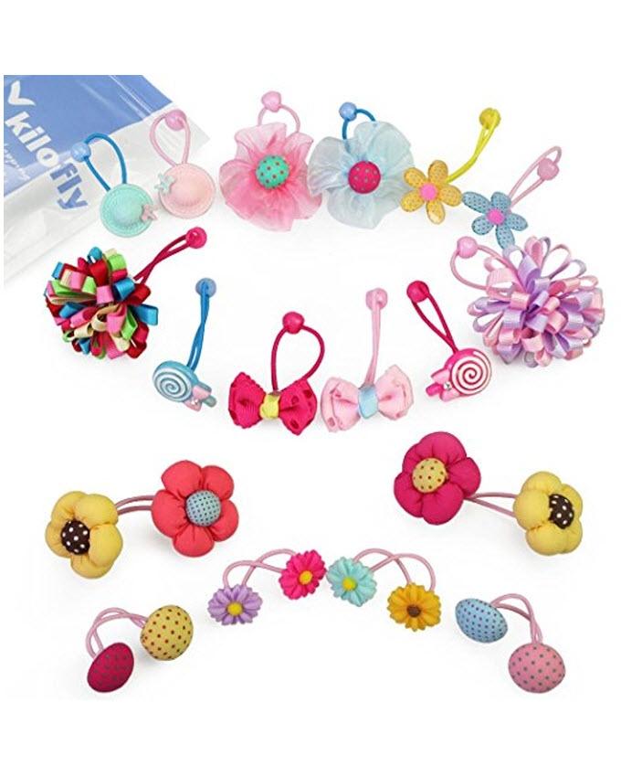 Pack of 18 - Assorted Elastic Clips for Girls - Techmanistan