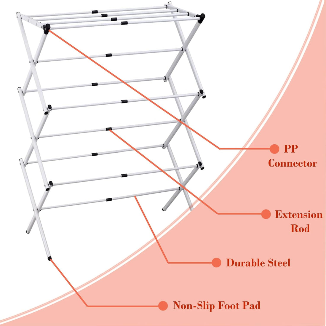 3 Tier Folding Extendable Clothes Drying Rack