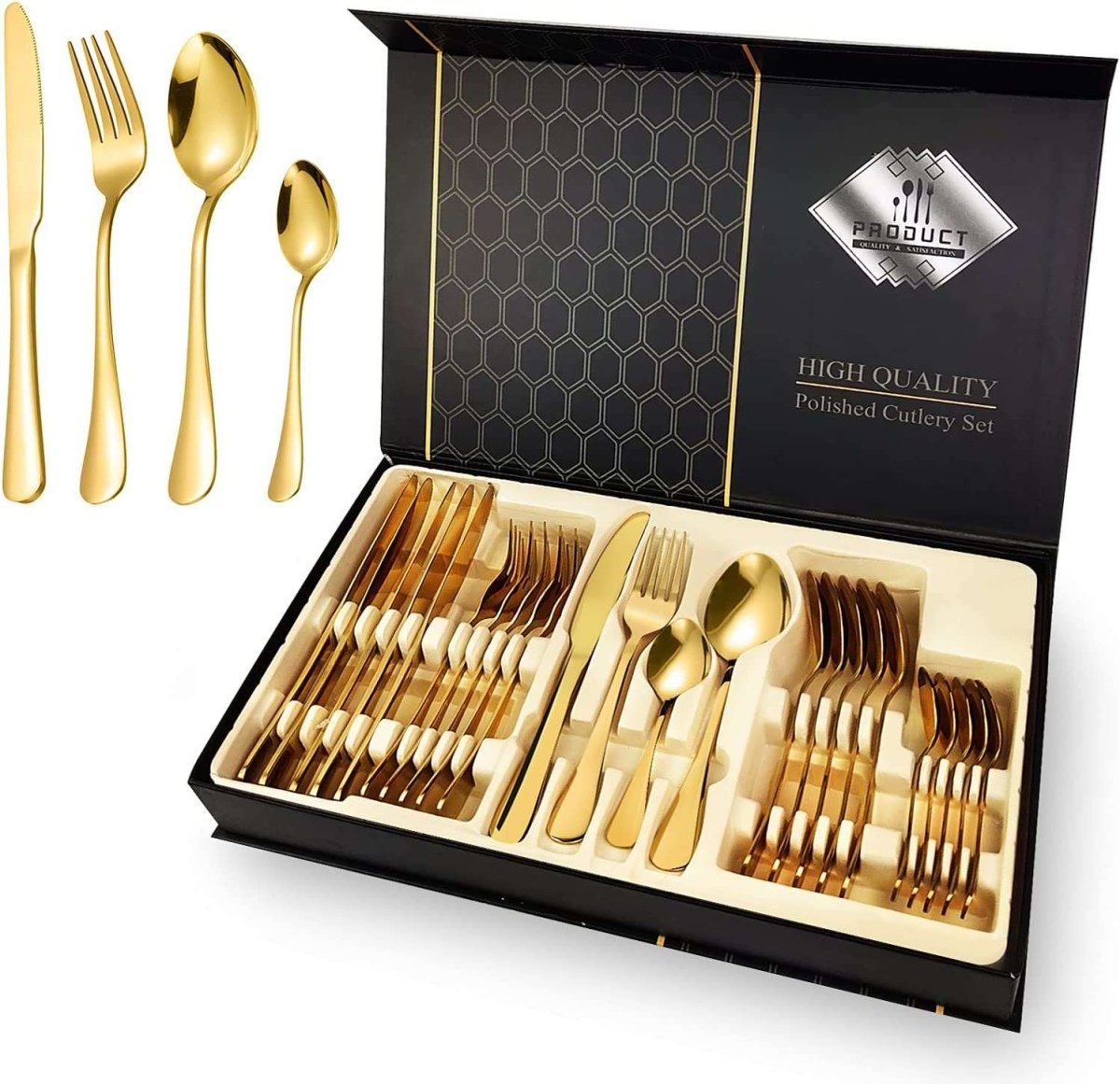 24 - Piece Stainless Steel Cutlery Set - Techmanistan in Pakistan